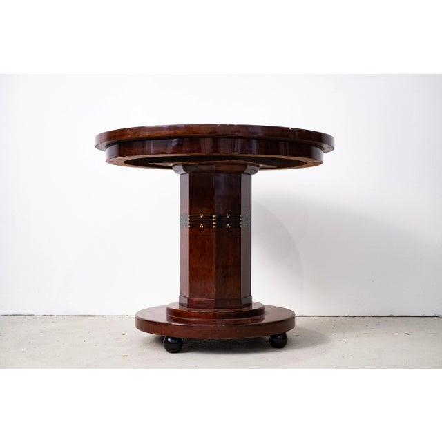 Wood Viennese Art Nouveau Side Table with Intarsia and Pickled Glass Plate, 1910s For Sale - Image 7 of 12