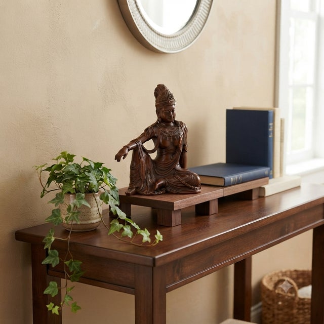 5" Wood Carved Zen Meditation Guan Yin Bodhisattva Serene Figure For Sale - Image 9 of 9