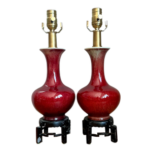 Vintage Sand De Bouf Glazed Ceramic Lamps - A Pair