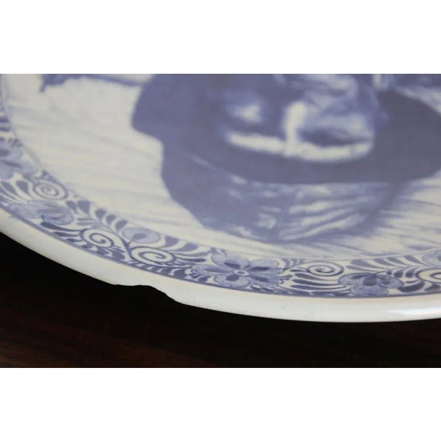 Vintage Dutch Delfts Blauw Volendam Fisherman Blue & White Wall Charger Holland For Sale - Image 9 of 12