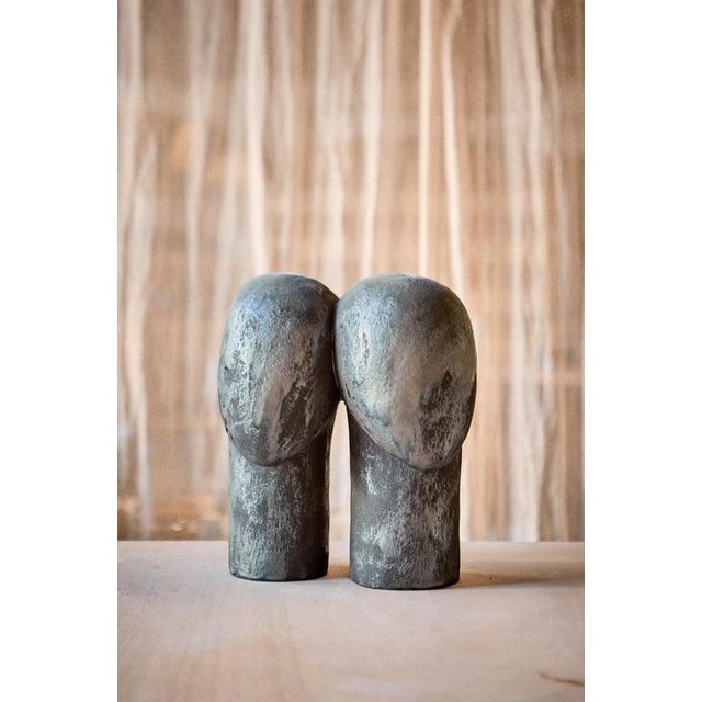 Unique Choeur Sculpture in Chamotte Stoneware by Thalia Dalecky. Dimensions: W 28 x D 15 x H 37 cm. Materials: Black...