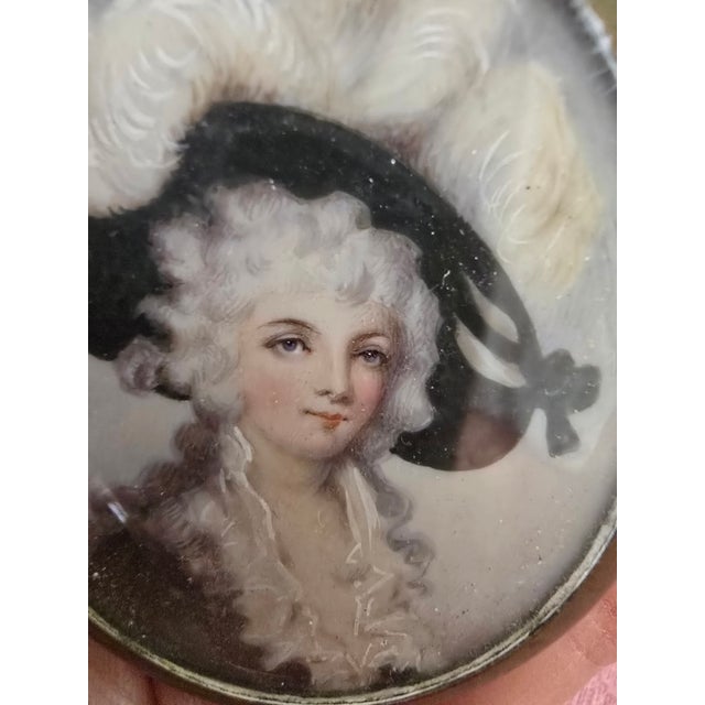 Antique Miniature Painting Set of Three Courtesans - Set of 3 For Sale - Image 10 of 12