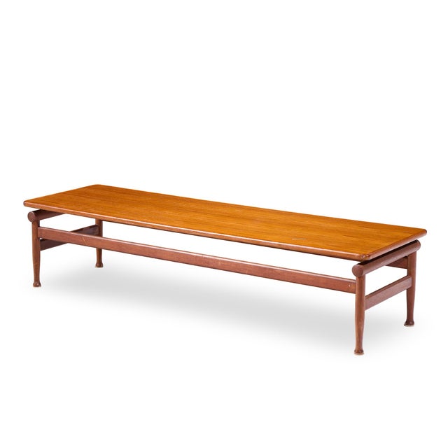 Mid-Century Modern Kai Lyngfeldt-Larsen for Søborg Møbelfabrik Mid Century Danish Teak Bench Coffee Table For Sale - Image 3 of 9