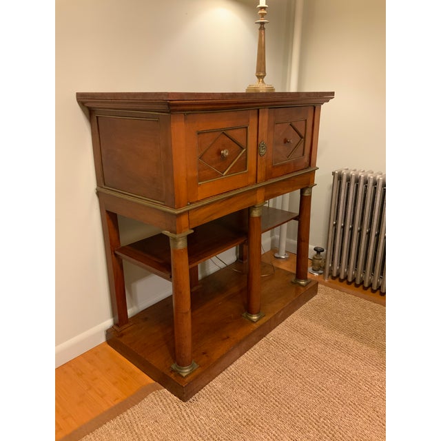 Traditional Early 19th C. French Empire Mahogany & Brass Cabinet, Faux-Marble Top For Sale - Image 3 of 14