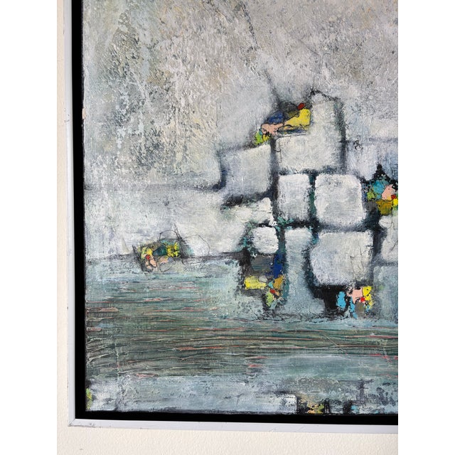 White Adair Hinder Abstract Expressionist Acrylic Painting- Framed For Sale - Image 8 of 12