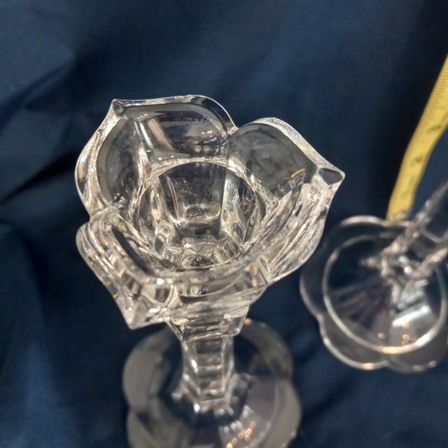 Modern 1980s Ebeling and Reuss Co. German Lead Crystal Candle Holders- a Pair For Sale - Image 3 of 8