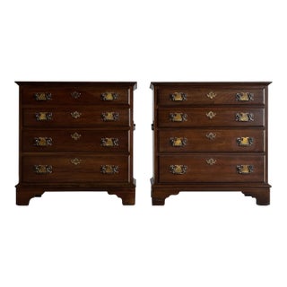 Late 20th Century Georgian Cherry Bachelor Chests, Pair For Sale