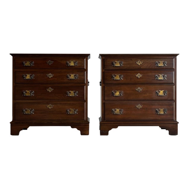 Late 20th Century Georgian Cherry Bachelor Chests, Pair For Sale