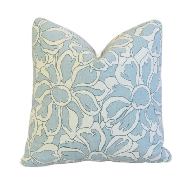 Textile Cowtan & Tout Capri Appliqué Floral Flower Feather/Down Pillow 21” Square For Sale - Image 7 of 7