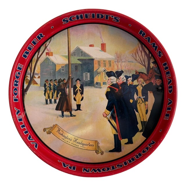 Vintage Scheidt’s Valley Forge Beer Platter Depicting Washington’s HQ For Sale