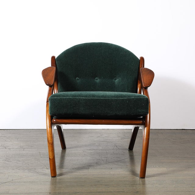 Mid-Century Modern Mid-Century 2249-C Lounge Chair in Walnut & Viridian Velvet by Adrian Pearsall For Sale - Image 3 of 15