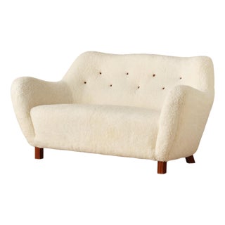 Vintage Swedish Sheepskin Sofa, 1950s For Sale