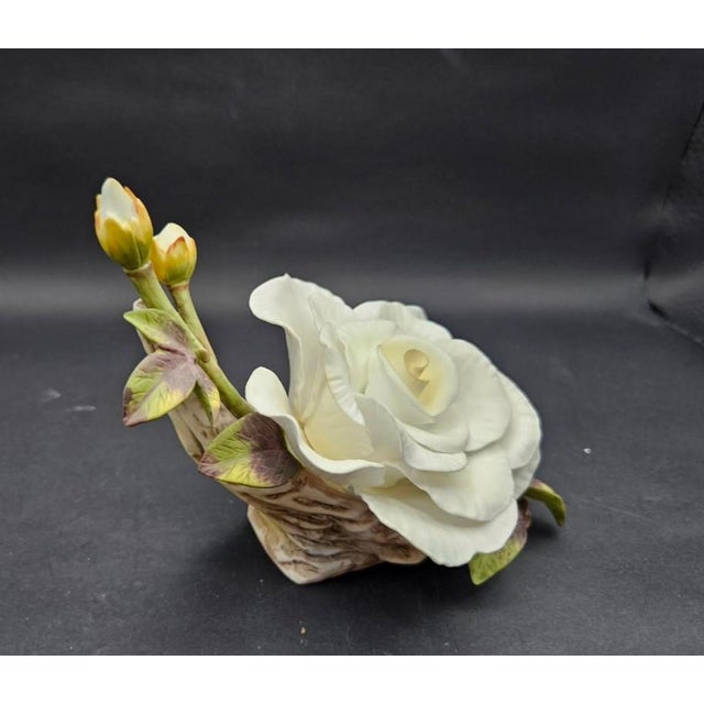Towle Silversmiths Vintage 1970s Towle Fine Bone China White Rose Natural World Display Sculpture For Sale - Image 4 of 8