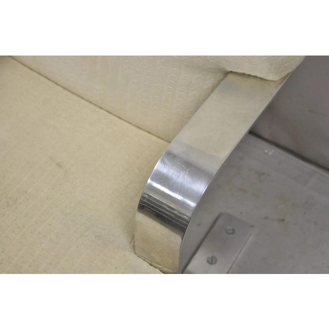 Vintage Mid Century Modern Aluminum Flat Bar Ski Base Cantilever Lounge Chair For Sale In Philadelphia - Image 6 of 12