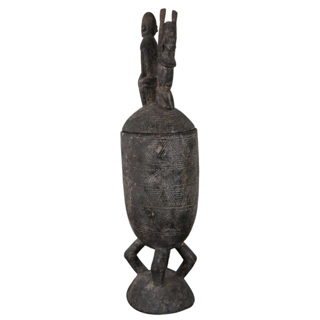 Tribal Antique Early 20th Century African Mali Dogon Ceremonial Tribal Carved Container Lidded Vessel For Sale - Image 3 of 13