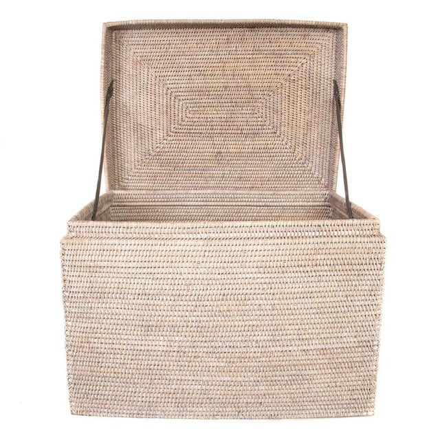Not Yet Made - Made To Order Artifacts Rattan Rectangular Hinged Chest/Trunk in White Wash - 23" For Sale - Image 5 of 7
