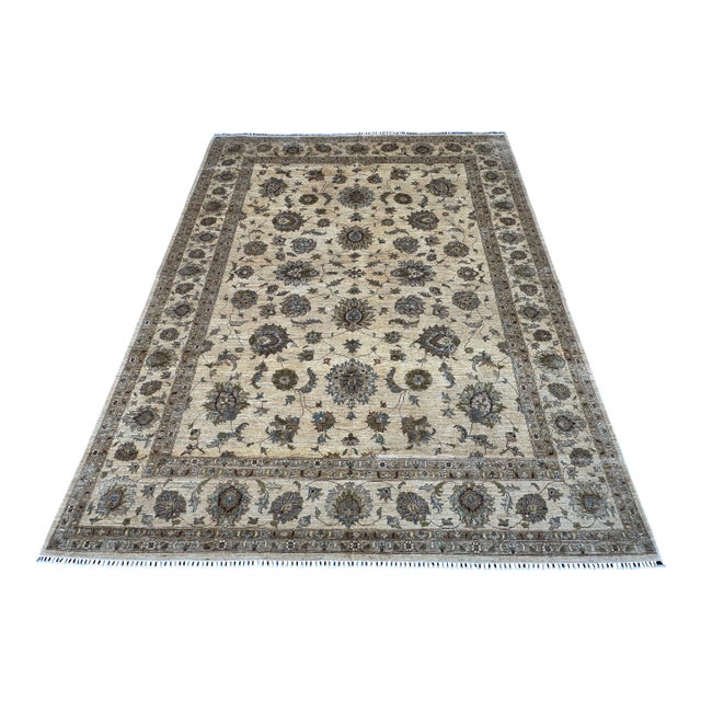Hand-Knotted Afghan Oushak Chobi Wool Area Rug - 9'0" X 12'0" For Sale