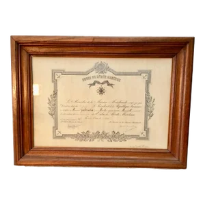 Early 20th Century French Wood Framed Order of Maritime Merit Certificate