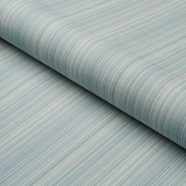 SAMPLE - Schumacher X Mark D. Sikes Gracie Solid Strie Fabric In China Blue For Sale