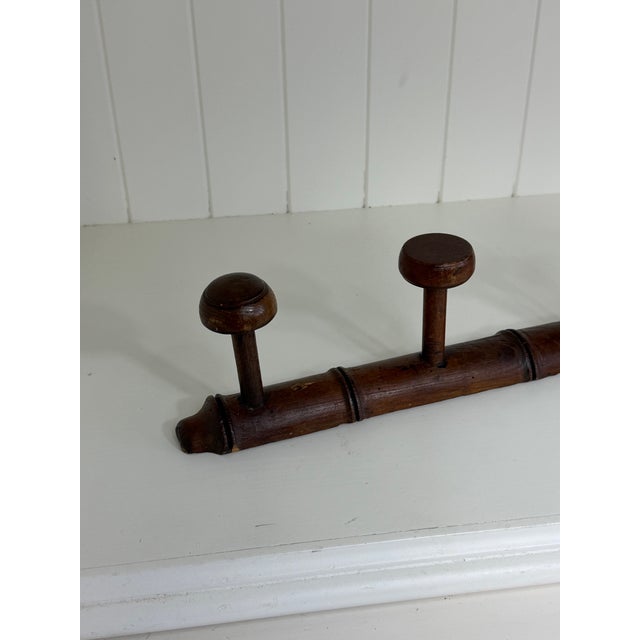 French Antique Faux Bamboo Five Peg Coat Rack, Circa 1900 For Sale - Image 3 of 12