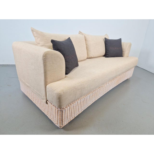 Modern Outdoor Wicker Linen Sofa by DFN SRL for Dolcefarniente Leda, Italy For Sale - Image 11 of 16