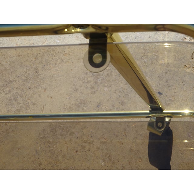 Rolling Serving Cart in Gilded Metal and Glass, 1980s For Sale - Image 14 of 17