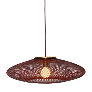 Large Ufo Wine Red Flat Fiber Pattern Lamp by Atelier Robotiq For Sale