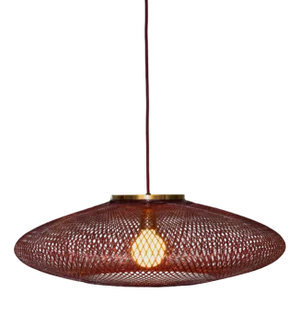 Large Ufo Wine Red Flat Fiber Pattern Lamp by Atelier Robotiq