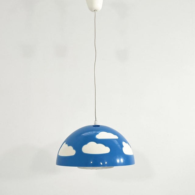 Plastic Blue Fun Cloud Pendant Lamp attributed to Henrik Preutz for Ikea, 1990s For Sale - Image 7 of 7