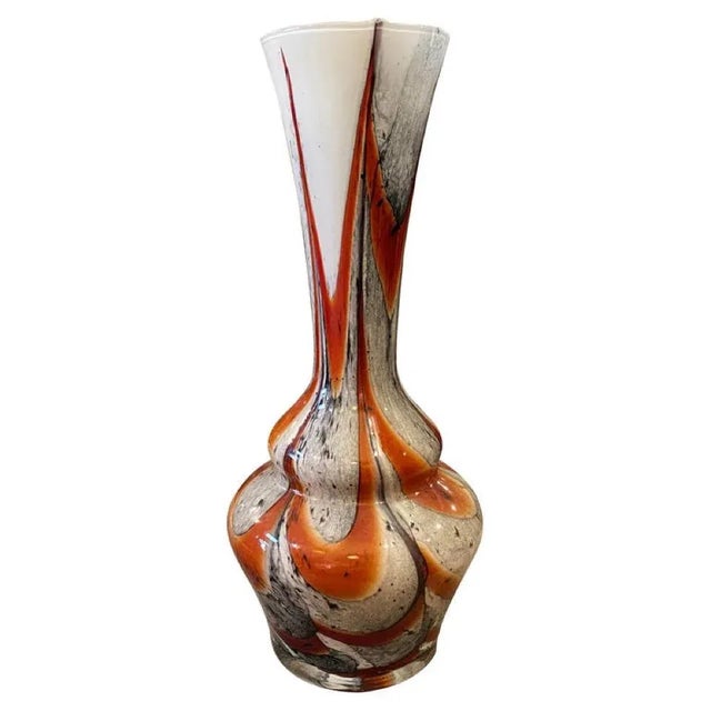 1970s Carlo Moretti Orange and Gray Opaline Glass Vase For Sale - Image 9 of 9