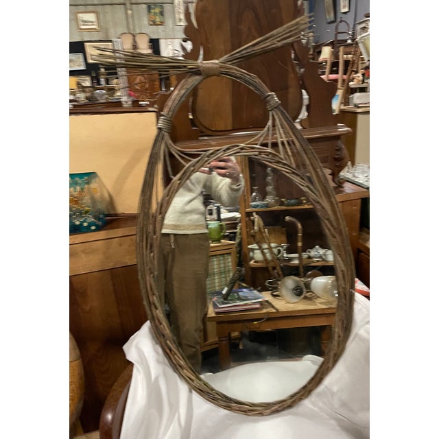 Oval Wicker Mirror, 1952, in Very Good conditions. Designed 1950 to 1959