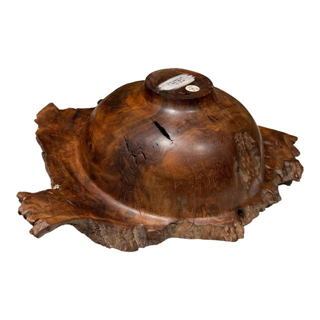 Studio Craft Handcrafted Walnut Wooden Bowl Js Greenwald Mid-Century For Sale