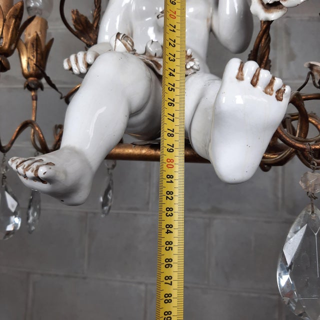 Antique Chandelier in Ceramic and Iron, 1950s For Sale - Image 17 of 18