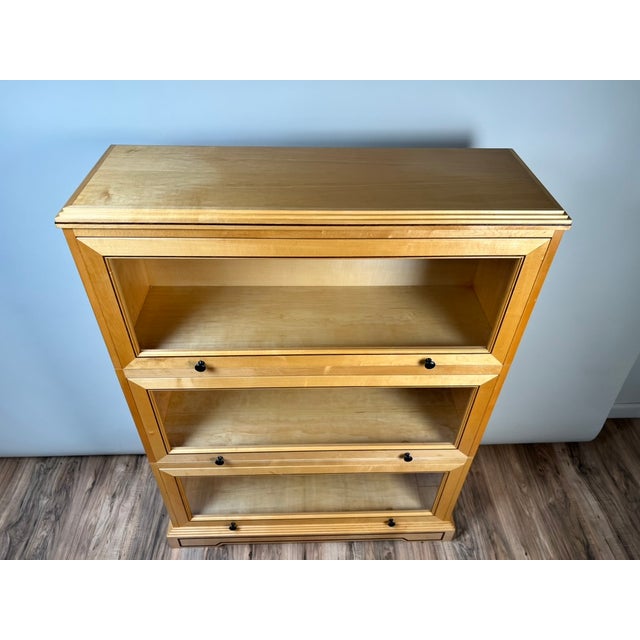 Vintage Bench Made Maple With Wenge Inlay Three Stack Barrister Bookcase For Sale In Boston - Image 6 of 11