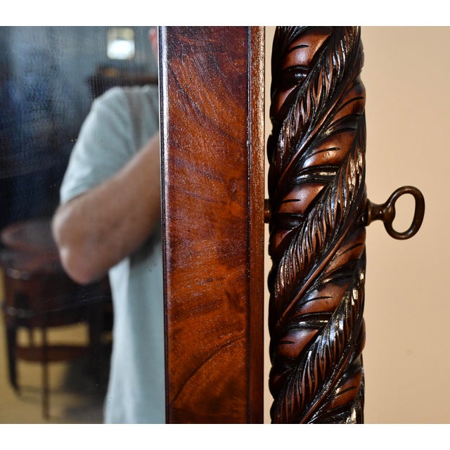 1890s Antique American Empire Book-Match Crotch Mahogany Dresser & Mirror Set For Sale - Image 6 of 18