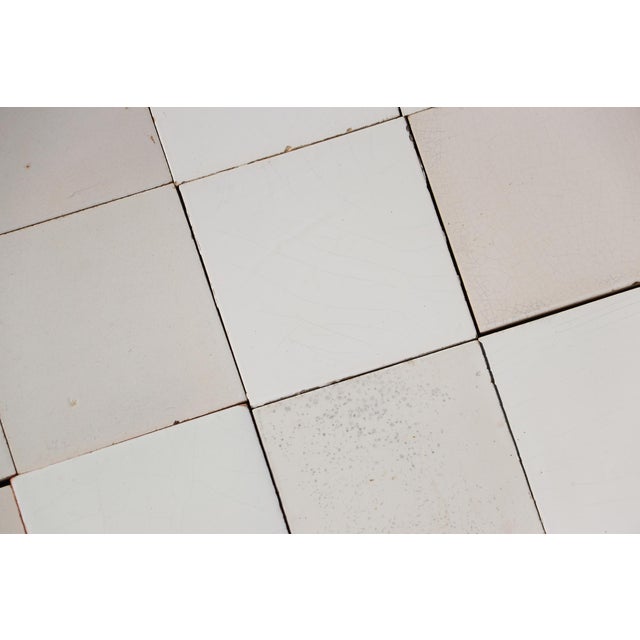 Ceramic 1900s Portuguese Large Antique White & Cream Tiles Set of 32 For Sale - Image 7 of 18