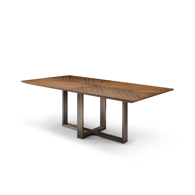 Modern Modern Greg Sheres Style Walnut and Bronze Dining Table For Sale - Image 3 of 5