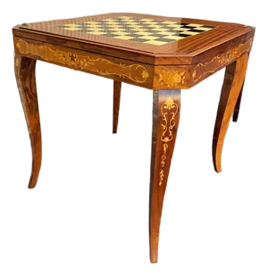 Vintage Italian Inlaid Wood Multi Game Table