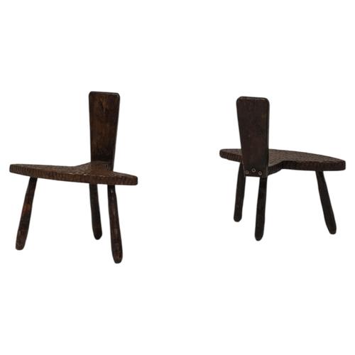 Brutalist Hand-Carved Wooden Chairs, France, 1950s, Set of 2 For Sale - Image 10 of 10