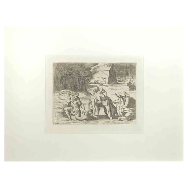 Giovanni Lanfranco, Genesis 7, Old Testament Story, Etching, 1607 For Sale