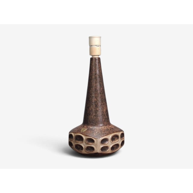 Ceramic Marianne Starck, Large Table Lamps, Brown Stoneware, Denmark, 1960s For Sale - Image 7 of 15