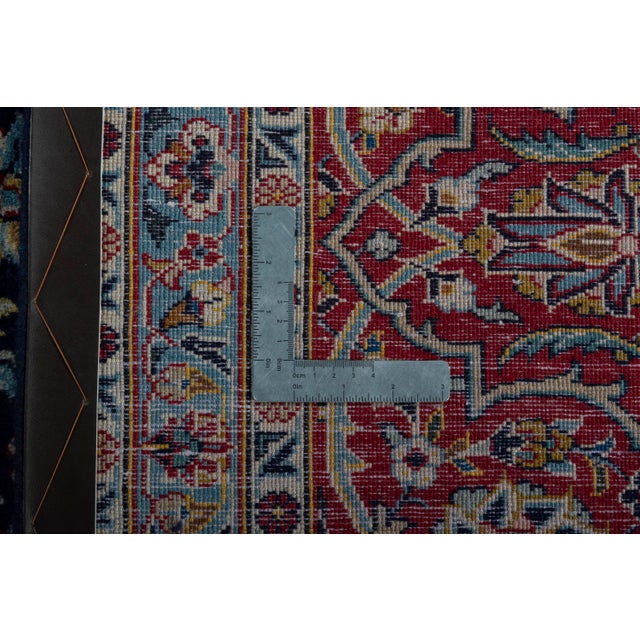 Blue Hand-Knotted Kashan Cork Oriental Rug in Wool For Sale - Image 8 of 9