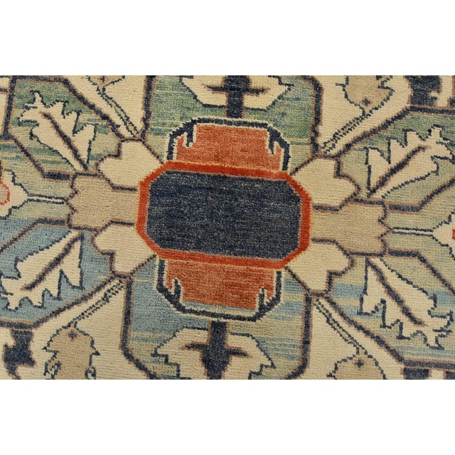 Heriz Rug 9’10” X 13’11” Orange Wool Traditional Hand-Knotted Carpet For Sale - Image 10 of 15