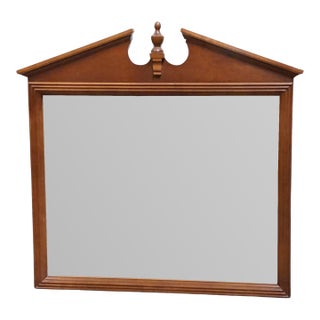 Broyhill Furniture Cherry Early American Traditional Style 47" Pediment Mirror 1816-6597-36 For Sale