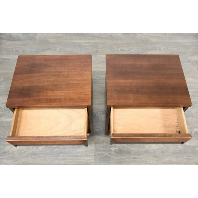1960s Refinished Walnut Nightstands - a Pair For Sale - Image 4 of 10