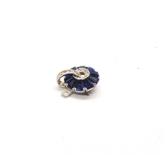 Boucher Vintage Boucher Rhodium Plated Faux-Sapphire Brooch For Sale - Image 4 of 9