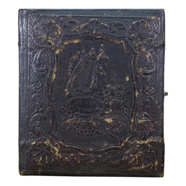 Antique 19th Century Daguerreotype Leather Picture Photo Frame 3.75" For Sale