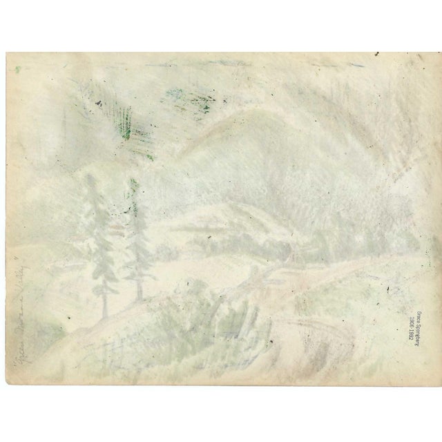 Grace Spongberg (American, 1906-1992) "Green Monoa Valley", oil pastel on paper, estate stamp on reverse. Grace Spongberg...