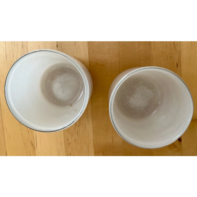 Contemporary Pair of 2000s Henry Dean White Glass Votives For Sale - Image 3 of 5