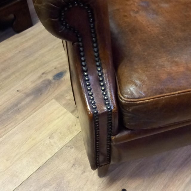 Art Deco Sheep Leather Club Armchair, 1950s For Sale - Image 6 of 15